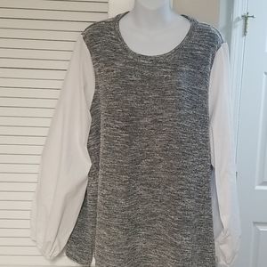 Lane bryant pretty gray and white top